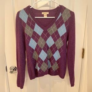 This cashmere purple argyle sweater!!